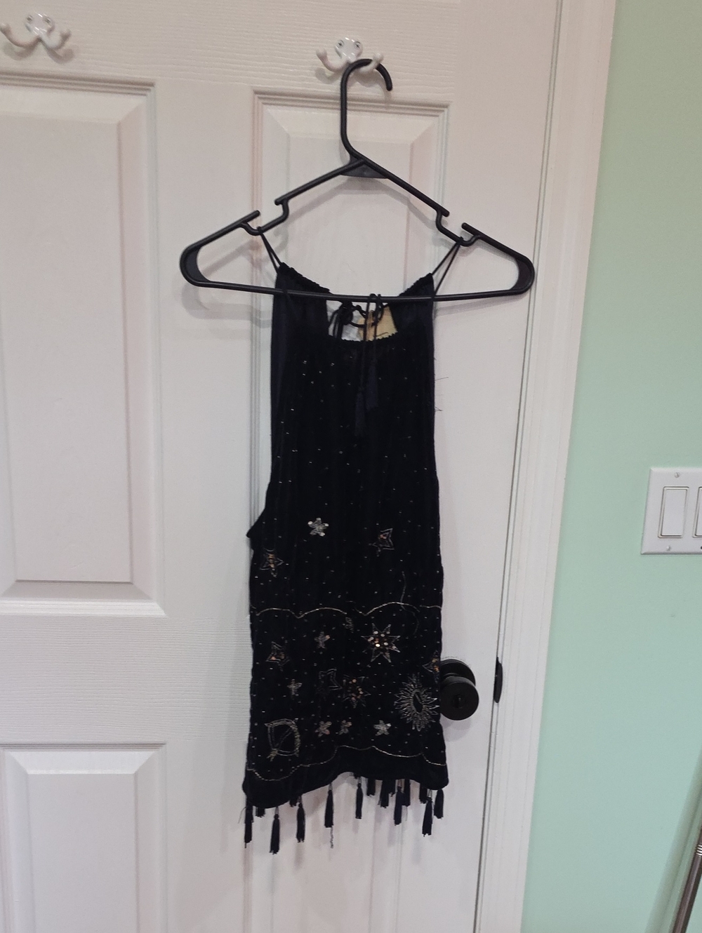 Women's Black Beaded Embellished Party Top